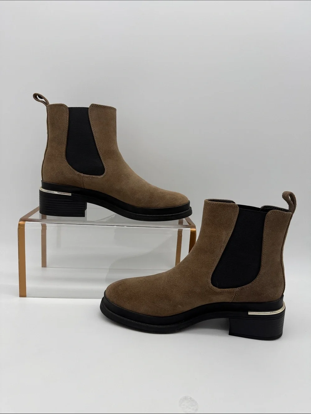 Kenneth Cole Lina 2.0 Chelsea Suede Ankle Boots Dark Taupe